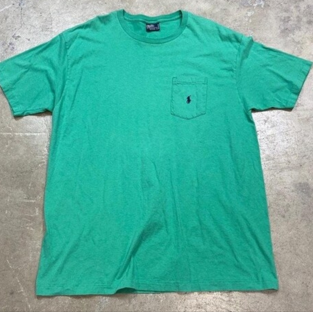 Nwt vintage mens xl polo ralph lauren pocket t shirt single stitch green